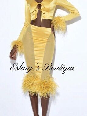Golden Fairy Feather Skirt Set